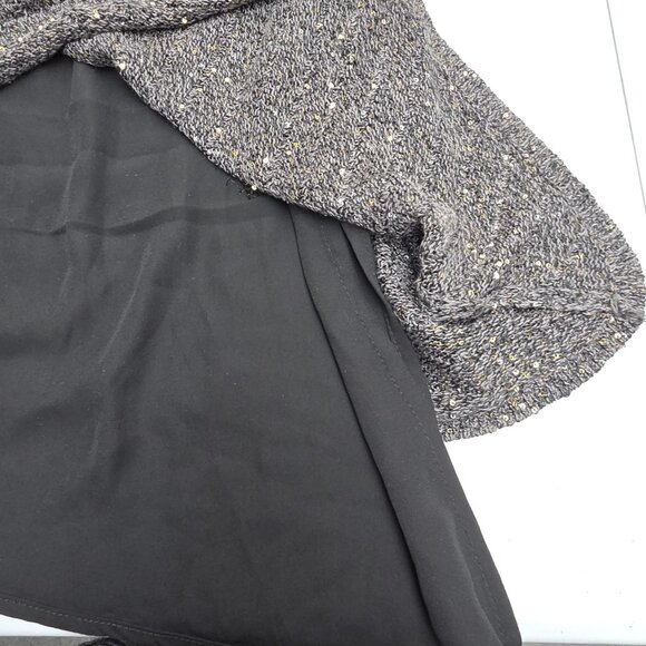 Apt. 9 Sweater Womens XL Gray Sequin Knit Asymmetrical Hem Layered Long Sleeve - Picture 6 of 11